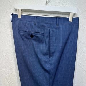 Ralph by Ralph Lauren Mens 40x30 Slim Fit Flat Front Blue Plaid Dress Pants